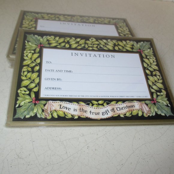 Christmas Holiday Gathering 8 Invitations 8 Printed Envelopes NEW - Picture 2 of 4